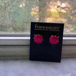 Francesca’s Fuchsia Square Stone Stud Earrings